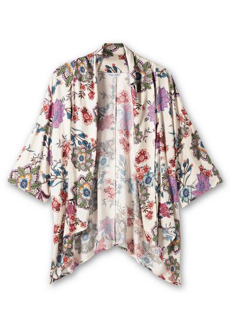 Sheego By Joe Browns Blusenjacke Im Kimono-Stil, Mit Blumendruck - Offwhite Gemustert Sheego