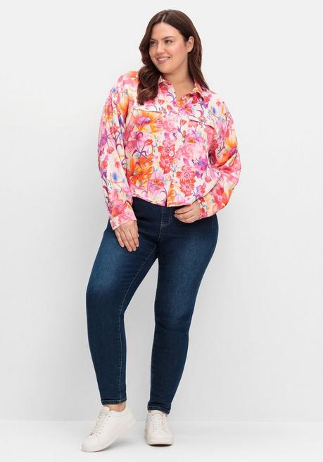 Sheego Loves Miss Goodlife Blusenjacke Mit Blumenprint, Aus Viskose - Pink Gemustert Sheego