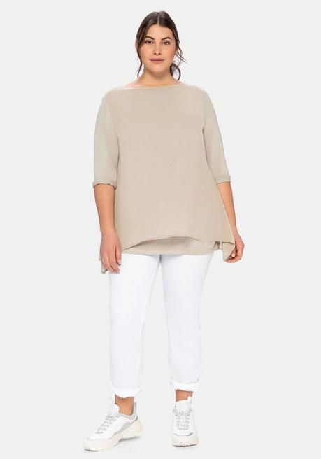 Sheego Blusenshirt In Leichter A-Linie Mit Zipfelsaum - Beigefarben Sheego