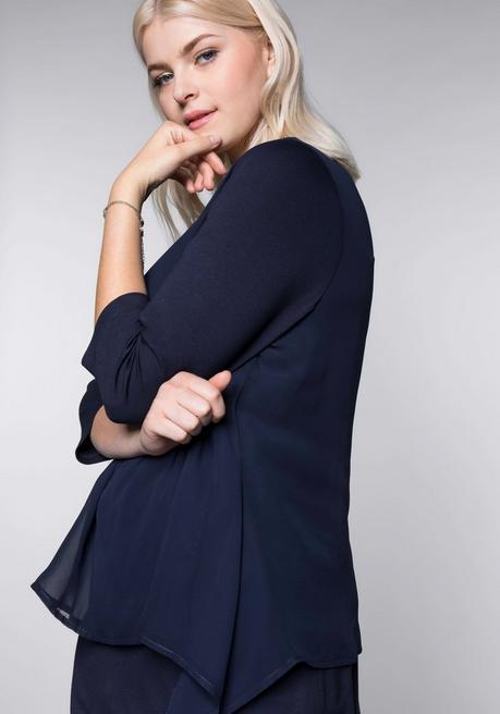Sheego Blusenshirt In Leichter A-Linie Mit Zipfelsaum - Marine Sheego