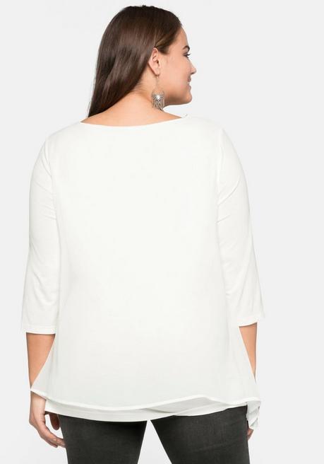 Sheego Blusenshirt In Leichter A-Linie Mit Zipfelsaum - Offwhite Sheego
