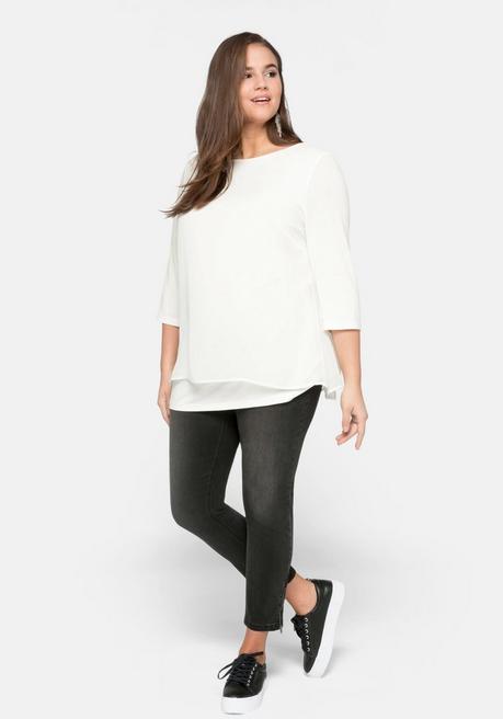 Sheego Blusenshirt In Leichter A-Linie Mit Zipfelsaum - Offwhite Sheego