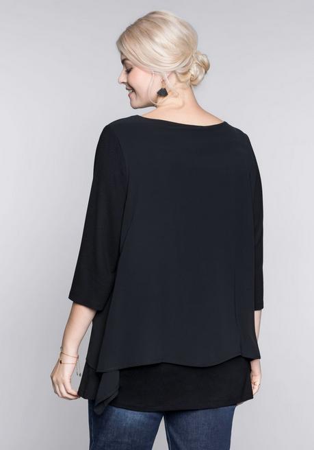 Sheego Blusenshirt In Leichter A-Linie Mit Zipfelsaum - Schwarz Sheego