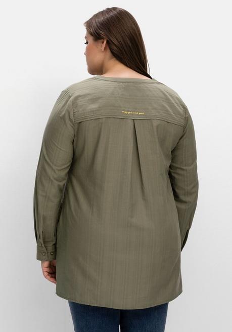 Sheego Blusenshirt In Streifenstruktur - Khaki Sheego