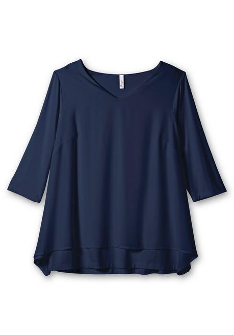 Sheego Blusenshirt Mit Chiffon, Doppellagig - Marine Sheego