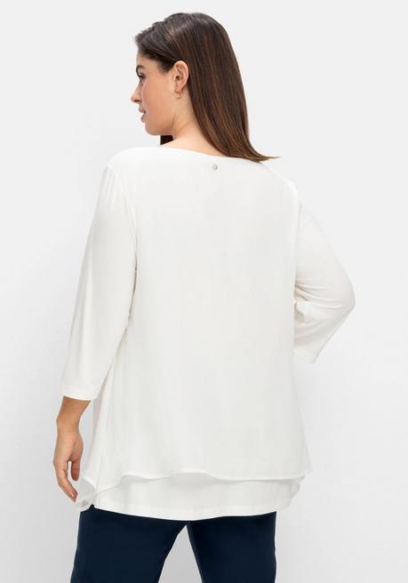 Sheego Blusenshirt Mit Chiffon, Doppellagig - Offwhite Sheego