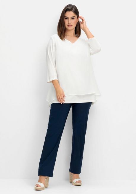 Sheego Blusenshirt Mit Chiffon, Doppellagig - Offwhite Sheego