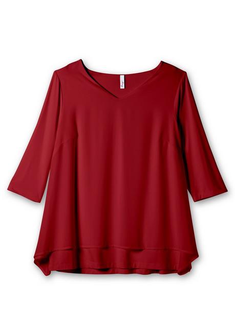 Sheego Blusenshirt Mit Chiffon, Doppellagig - Rubinrot Sheego
