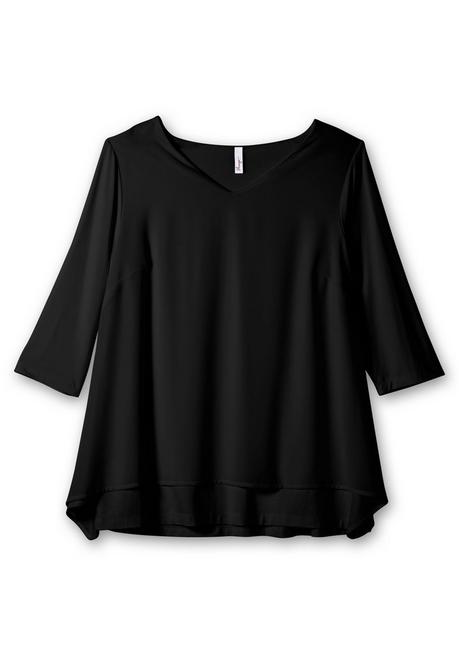 Sheego Blusenshirt Mit Chiffon, Doppellagig - Schwarz Sheego