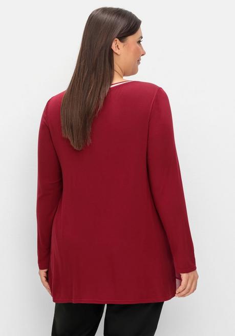 Sheego Blusenshirt Mit Doppellagigem Vorderteil - Dunkelrot Sheego