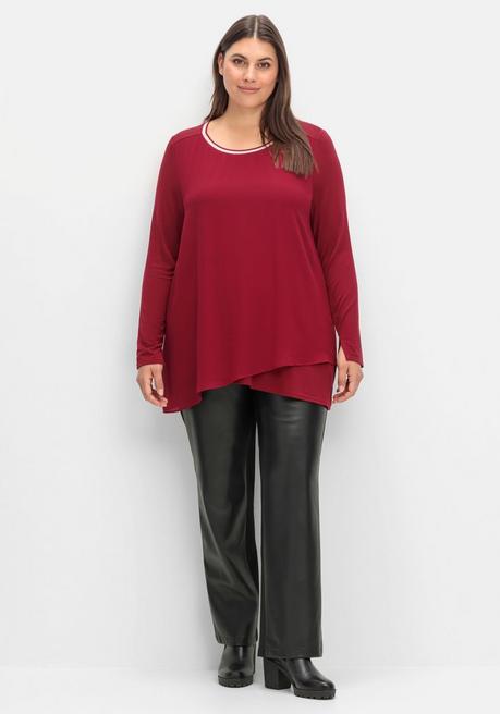 Sheego Blusenshirt Mit Doppellagigem Vorderteil - Dunkelrot Sheego