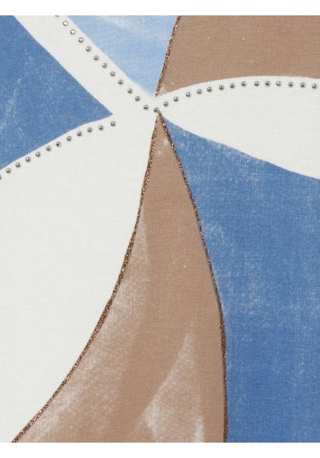 VIA APPIA DUE Blusenshirt Mit Frontdruck Und Gummizugsaum - Indigo Gemustert Sheego