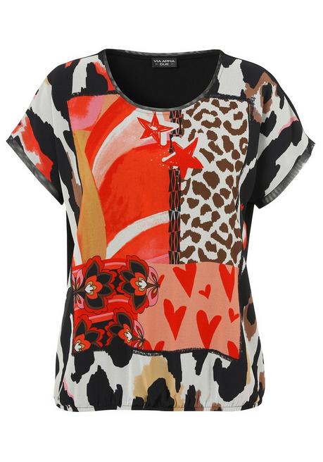 VIA APPIA DUE Blusenshirt mit Frontdruck und Gummizugsaum - schwarz bedruckt sheego