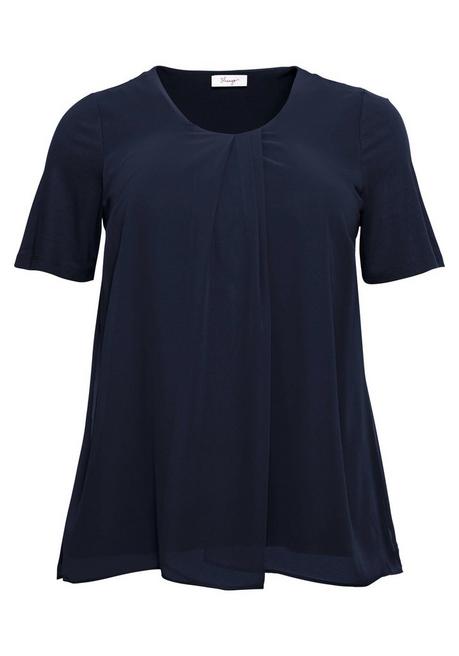 Sheego Blusenshirt Mit Gelegten Falten, Im Lagenlook - Marine Sheego