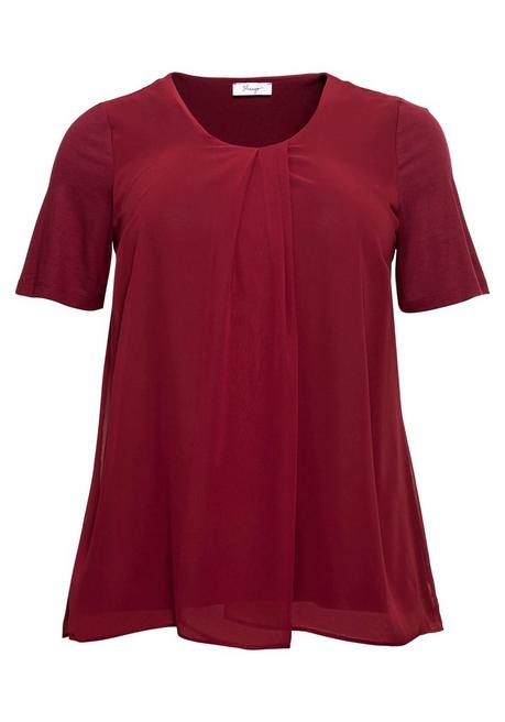 Sheego Blusenshirt Mit Gelegten Falten, Im Lagenlook - Rubinrot Sheego