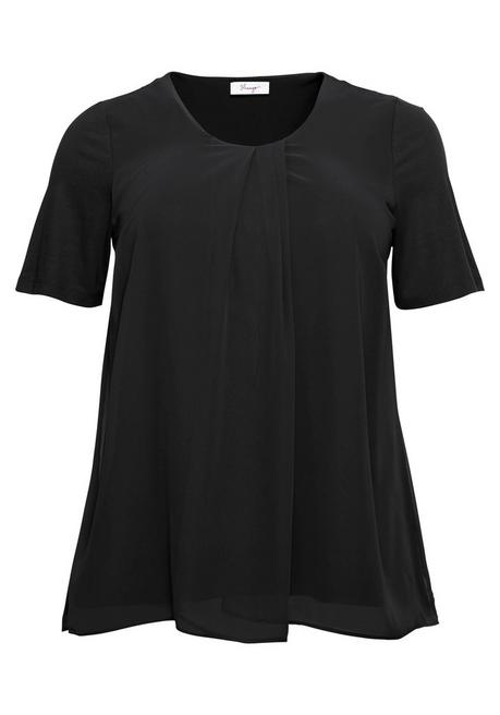 Sheego Blusenshirt Mit Gelegten Falten, Im Lagenlook - Schwarz Sheego