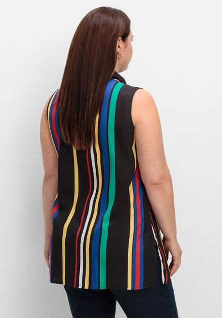 Sheego Blusentop In Longform, Mit Längsstreifen - Schwarz Gestreift Sheego