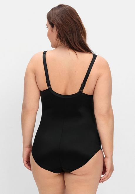 Sheego Body In Satinoptik, Mit Spitze - Schwarz Sheego