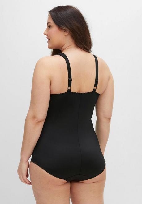 Sheego Body Ohne Bügel, Mit Mesh-Details - Schwarz Sheego
