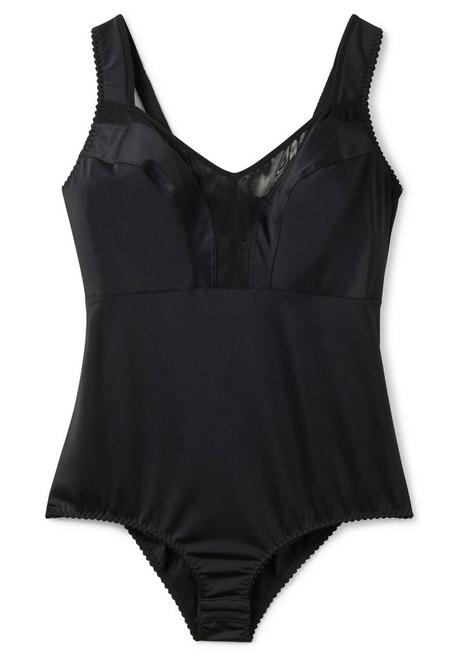 Sheego Body Ohne Bügel, Mit Mesh-Details - Schwarz Sheego