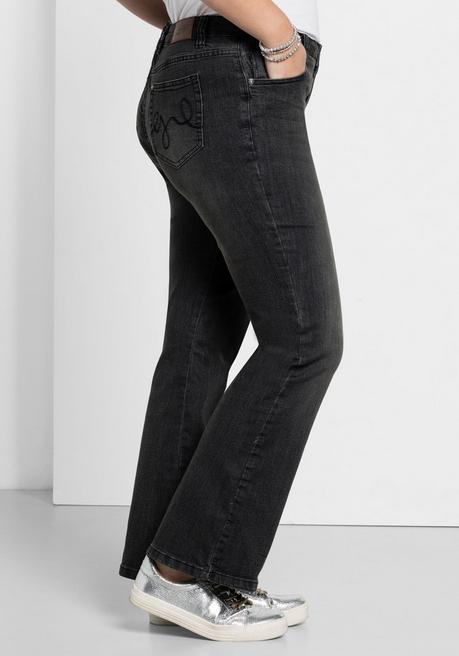 Sheego Bootcut-Jeans In 5-Pocket-Form, Mit Used-Effekten - Black Denim Sheego