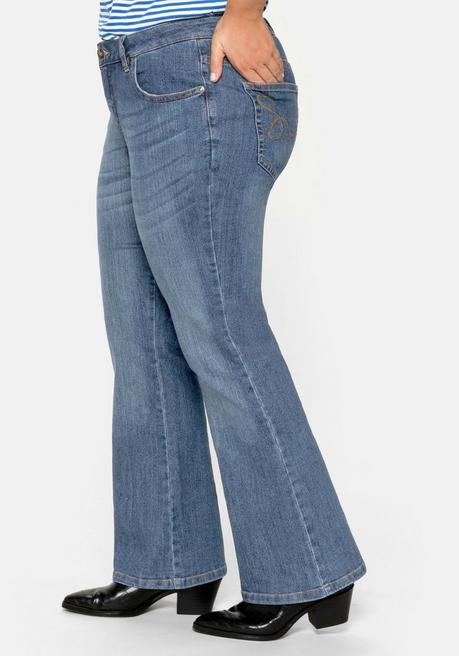 Sheego Bootcut-Jeans In 5-Pocket-Form, Mit Used-Effekten - Blue Denim Sheego