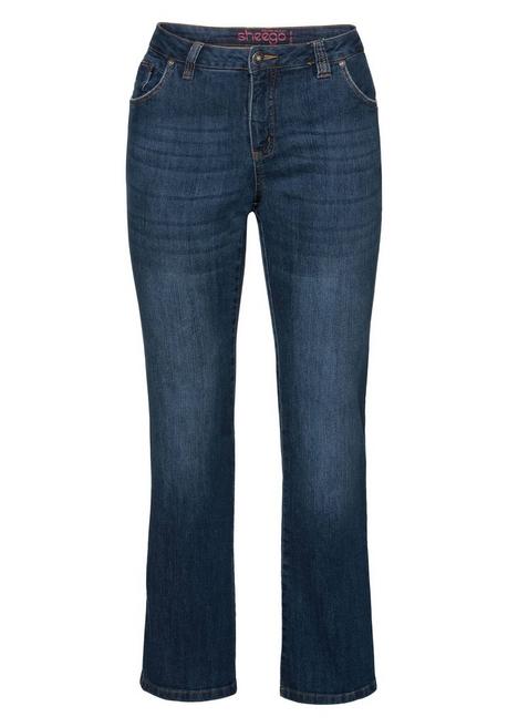 Sheego Bootcut-Jeans In 5-Pocket-Form, Mit Used-Effekten - Dark Blue Denim Sheego