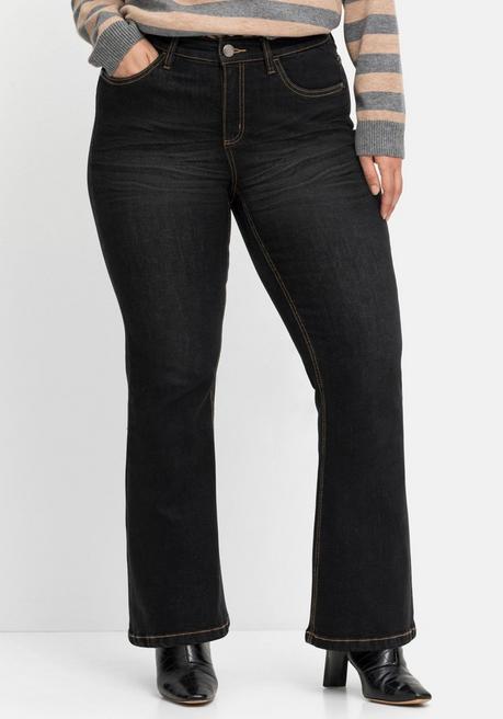 Sheego Bootcut-Jeans Mit 3D-Catfaces - Black Denim Sheego