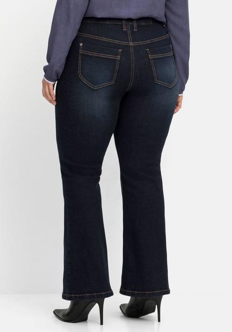 Sheego Bootcut-Jeans Mit 3D-Catfaces - Dark Blue Denim Sheego