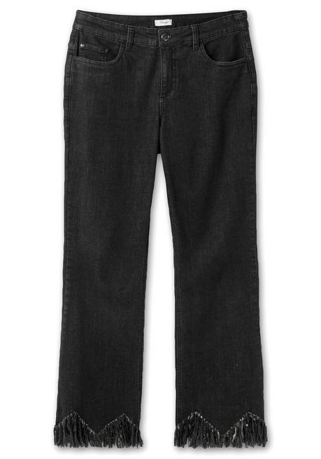 Sheego Bootcut-Jeans Mit Fransensaum In Zickzack-Form - Black Denim Sheego