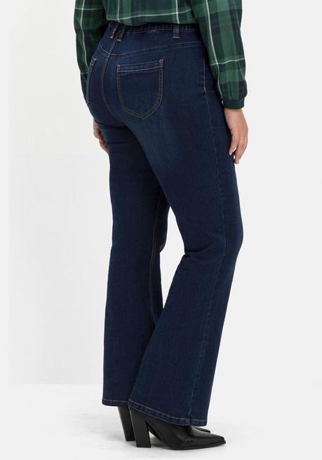 Sheego Bootcut-Jeans Mit Gummibund Und Kontrastnähten - Dark Blue Denim Sheego