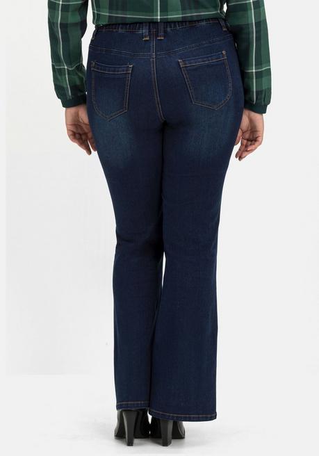 Sheego Bootcut-Jeans Mit Gummibund Und Kontrastnähten - Dark Blue Denim Sheego