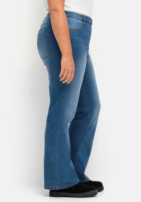 Sheego Bootcut-Jeans Mit Komfortbund Und Used-Effekten - Dark Blue Denim Sheego