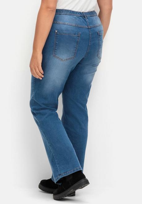 Sheego Bootcut-Jeans Mit Komfortbund Und Used-Effekten - Dark Blue Denim Sheego