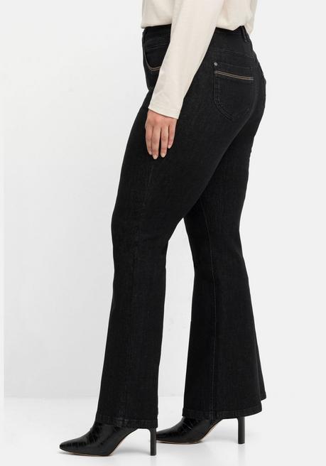 Sheego Bootcut-Jeans Mit Kontrast-Stickerei, Extralang - Black Denim Sheego