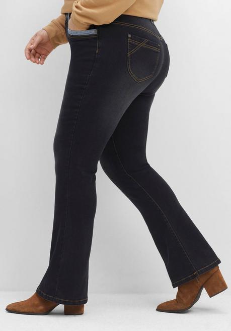 Sheego Bootcut-Jeans Mit Kontrastdetails - Black Denim Sheego