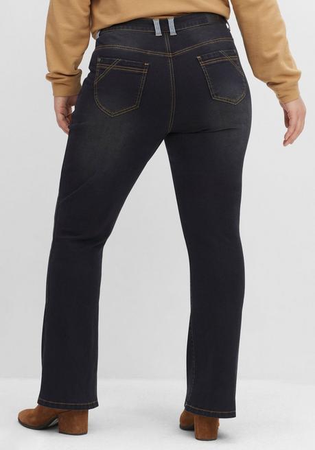 Sheego Bootcut-Jeans Mit Kontrastdetails - Black Denim Sheego