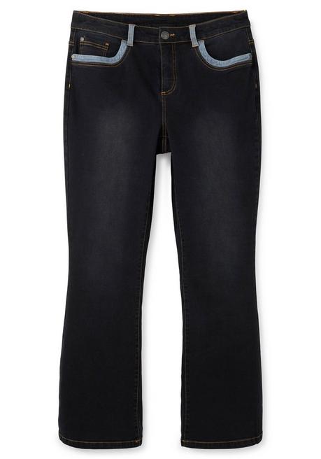 Sheego Bootcut-Jeans Mit Kontrastdetails - Black Denim Sheego