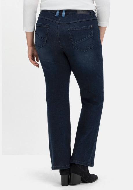 Sheego Bootcut-Jeans Mit Kontrastdetails - Dark Blue Used Denim Sheego
