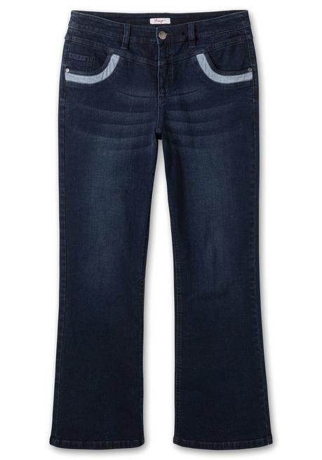 Sheego Bootcut-Jeans Mit Kontrastdetails - Dark Blue Used Denim Sheego