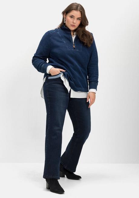 sheego Bootcut-Jeans mit Kontrastdetails - dark blue used Denim sheego