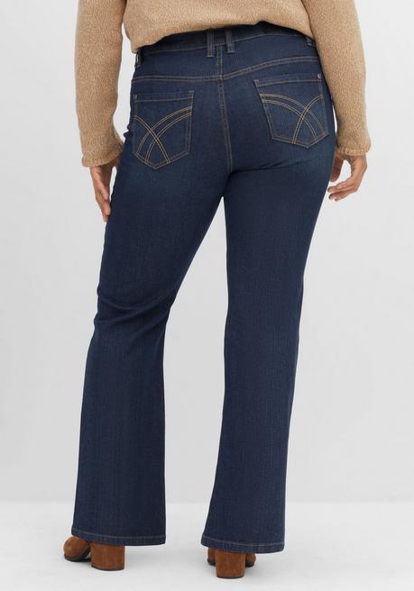 Sheego Bootcut-Jeans Mit Kontrastnähten - Dark Blue Denim Sheego