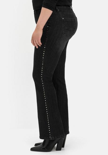 Sheego Bootcut-Jeans Mit Nieten Seitlich, In High-Heel-Länge - Black Denim Sheego