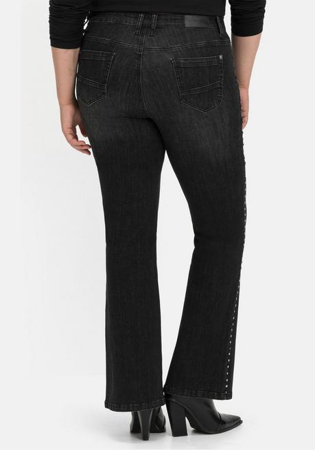 Sheego Bootcut-Jeans Mit Nieten Seitlich, In High-Heel-Länge - Black Denim Sheego