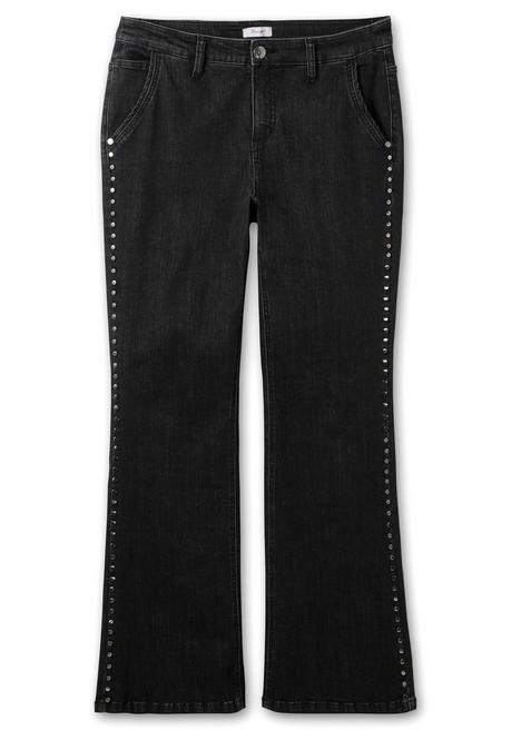 Sheego Bootcut-Jeans Mit Nieten Seitlich, In High-Heel-Länge - Black Denim Sheego