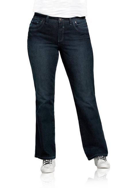 Sheego Bootcut-Jeans Mit Used-Effekten - Dark Blue Denim Sheego