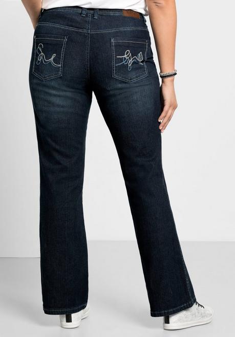 Sheego Bootcut-Jeans Mit Used-Effekten - Dark Blue Denim Sheego