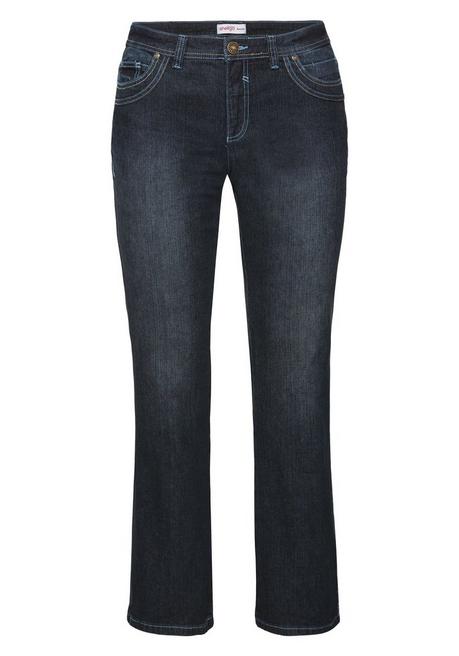 Sheego Bootcut-Jeans Mit Used-Effekten - Dark Blue Denim Sheego