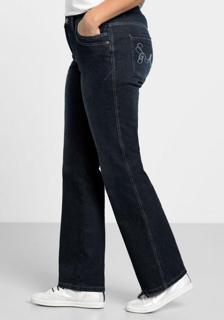 Sheego Bootcut-Jeans Mit Used-Effekten - Dark Blue Denim Sheego