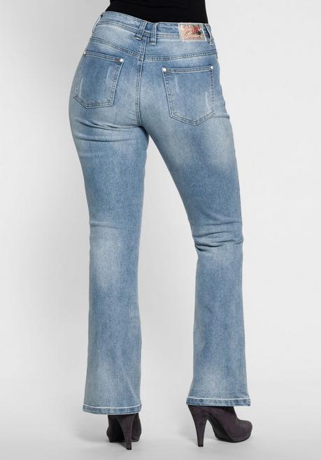 Sheego By Joe Browns Bootcut Stretch-Jeans Im Used-Look - Light Blue Denim Sheego